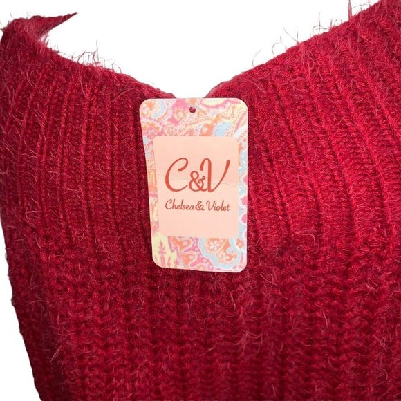 Chelsea & Violet Women's M Medium Cropped Eyelash Knit Sweater Soft Cozy NWT - Picture 6 of 7